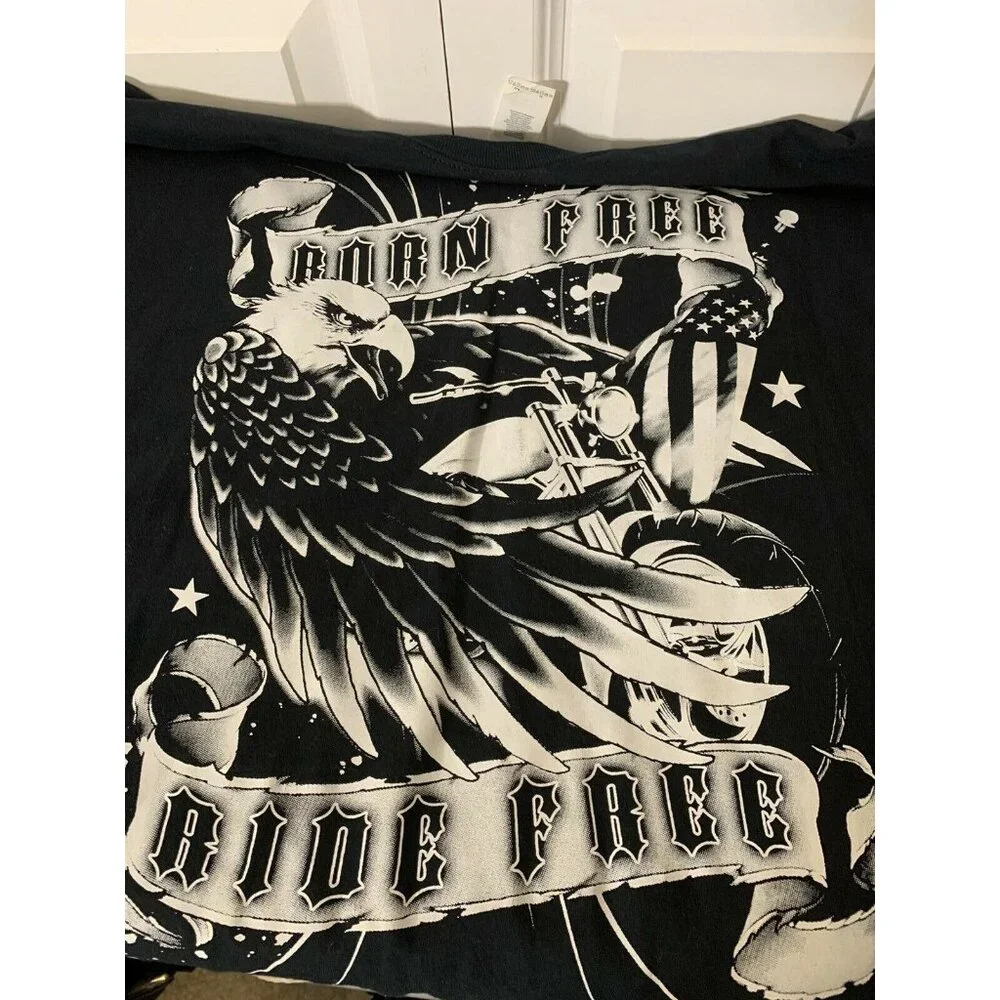 Born Free Ride Free Motorcycle‎ Eagle Sz XL Gildan T Shirt